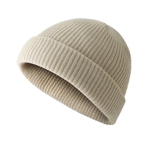 QUXVUIS Hut Retro Fashion Short Style Komfortable Fisherman's Brimless Caps Einfach passende crimpbare winddichte Kopfbedeckungen, Beige von QUXVUIS