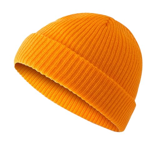 QUXVUIS Hut Retro Fashion Short Style Komfortable Fisherman's Brimless Caps Einfach passende crimpbare winddichte Kopfbedeckungen, Helles Gelb von QUXVUIS