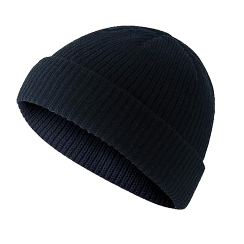 QUXVUIS Hut Retro Fashion Short Style Komfortable Fisherman's Brimless Caps Einfach passende crimpbare winddichte Kopfbedeckungen, Schwarz von QUXVUIS