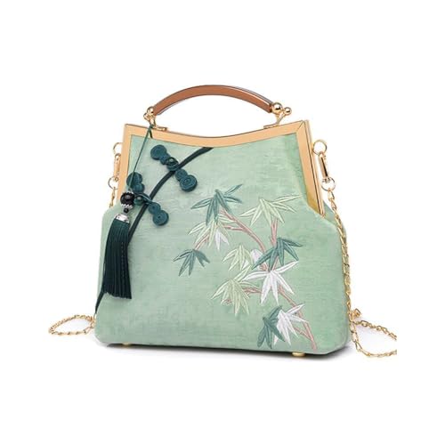 QUXVUIS Kette Frauen Schultertasche Chinesischen Stil Handtaschen Tragbare Vintage Mode Exquisit bestickte Fransen Träger, Grün QUXVUIS Kette Frauen Schultertasche Chinesischen Stil Handtaschen Tragbare Vintage Mode Exquisit bestickte Fransen Träger, Grün von QUXVUIS