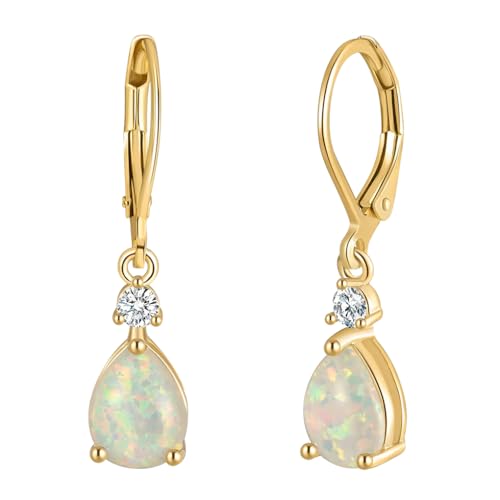 QUXVUIS Schicke, plattierte, farbige Tropfenohrringe verleihen Ihrem Outfit einen böhmischen Touch. Baumelnde Ohrringe mit Feueropalen aus Legierung und Stein. Modisch, Gold von QUXVUIS