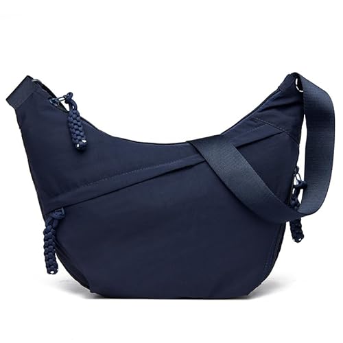 QUYBSGWJ Damen Trendige Slouchy Leichte Nylon Tote Achselhalbmond Schulter Solide Umhängetaschen,Dark Blue,34 * 4 * 27 cm von QUYBSGWJ