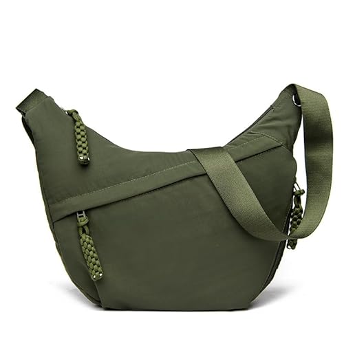 QUYBSGWJ Damen Trendige Slouchy Leichte Nylon Tote Achselhalbmond Schulter Solide Umhängetaschen,Grün,34 * 4 * 27 cm von QUYBSGWJ