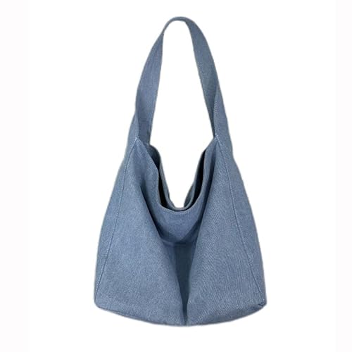 QUYBSGWJ Leichte Denim-Tragetasche Frauen Lässige Schultertasche Mit Breitem Gurt Perfekt Für Die Arbeit Einkaufen Hobo-Tasche,Blau,33 * 9 * 34 cm von QUYBSGWJ