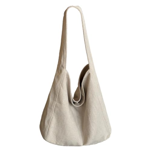 QUYBSGWJ Leichte Denim-Tragetasche Frauen Lässige Schultertasche Mit Breitem Gurt Perfekt Für Die Arbeit Einkaufen Hobo-Tasche,Weiß,33 * 9 * 34 cm von QUYBSGWJ