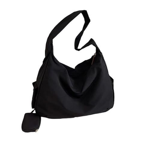 QUYBSGWJ Nylon Casual Soft Sling Bag Umhängetasche mit großer Kapazität für Frauen und Männer,Schwarz,45 * 15 * 35 cm von QUYBSGWJ