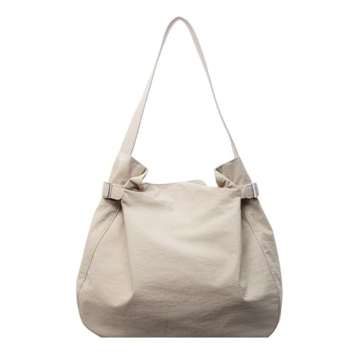 QUYBSGWJ Trendige Leichte Schulterschlinge Geldbörse Lässige Literarische Stil Einfarbige Plissierte Handtasche,Off White,37 * 13 * 30 cm von QUYBSGWJ