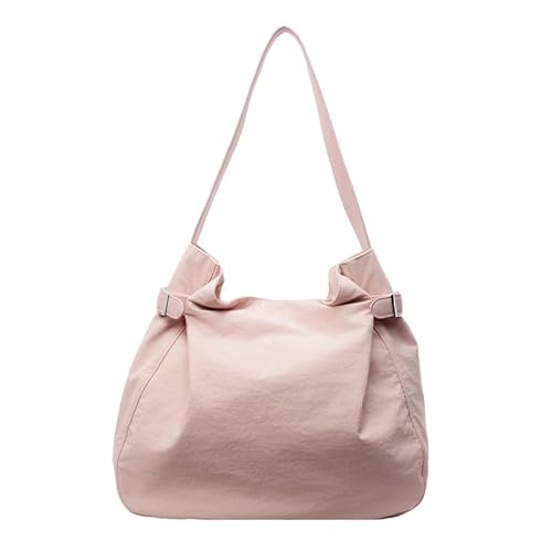 QUYBSGWJ Trendige Leichte Schulterschlinge Geldbörse Lässige Literarische Stil Einfarbige Plissierte Handtasche,Rosa,37 * 13 * 30 cm von QUYBSGWJ