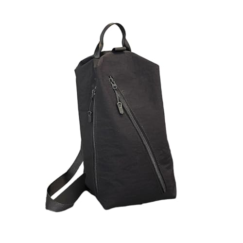 QUYBSGWJ Trendiger Kleiner Sling Crossbody Multifunktionaler Leichter Wasserdichter Sportrucksack Mit Großer Kapazität,Schwarz,17 * 15 * 35 cm von QUYBSGWJ
