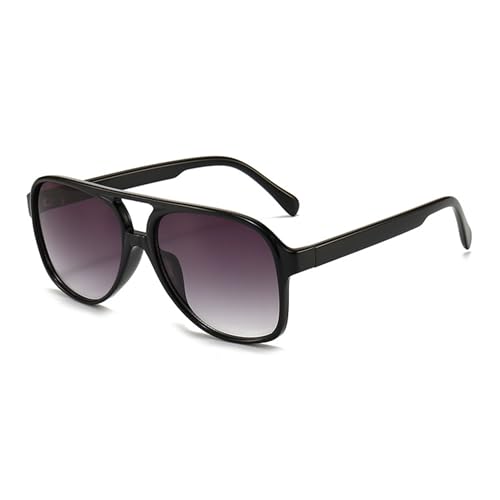 QVKUUT Square Polarisierte Sonnenbrille Damen Herren 70er Jahre Vintage Trendy Brille Klassisch mit Double Brücke(Schwarz/Hellgrau) von QVKUUT