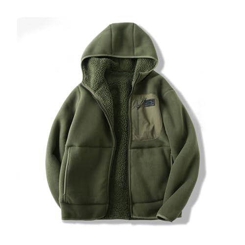 QVNXVO Jacke Herren Fleecejacke aus Polarfleece mit Kapuze Langen Ärmeln und Taschen Patchwork-Fleece Sportlich Outdoorjacke Casual Jacket Sweatjacke von QVNXVO