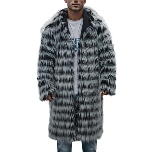 QVNXVO Strickjacke Herren Winterimitat-Pelzmantel im Windjacke-Imitationspelz-Fuchs-Stil Dicker und Warmer Modischer Mantel Verdickter Mantel Warm Mittellang Mantel von QVNXVO