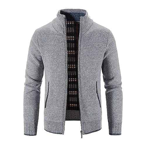 QVNXVO Übergangsjacke Herren Fleecepullover mit Stehkragen Warme Strickjacke Übergangsjacke Casual JacketSweatjacke von QVNXVO