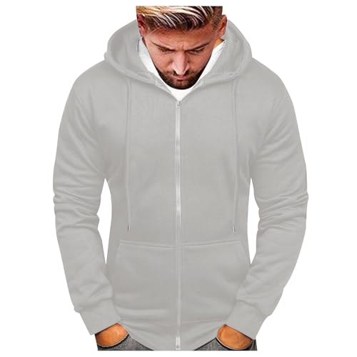 QVNXVO Hoodie Herren Frühling Winter Langarm Casual Warm Komfortable Einfarbiges Kapuzenjacke mit Tasche Einfachheit Lockeres Casual Kordelzug Übergangsjacke mit Reißverschluss von QVNXVO