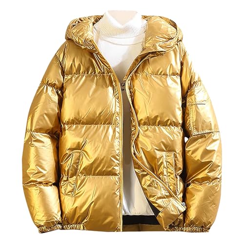 Weihnachtsangebote 2024 Herren Daunenjacke Winter Jacket Mode Warme Einfarbiges Steppjacke Windabweisende Langarm Wärmender für Outdoor Freizeit Kleidung Übergangsjacke Zipper Glänzender Puffermantel von QVNXVO