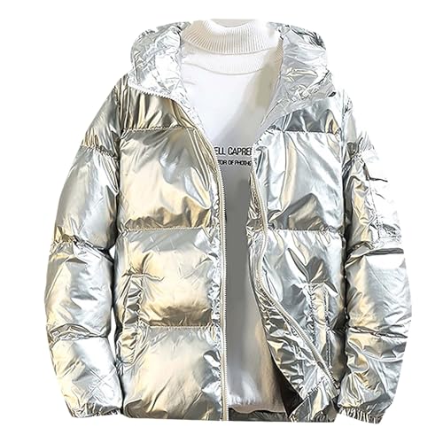 Weihnachtsangebote 2024 Herren Daunenjacke Winter Jacket Mode Warme Einfarbiges Steppjacke Windabweisende Langarm Wärmender für Outdoor Freizeit Kleidung Übergangsjacke Zipper Glänzender Puffermantel von QVNXVO