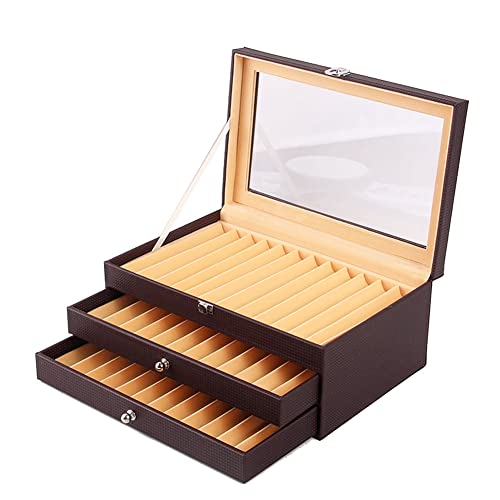 QWAMBVZE 1 STÜCKE 36 Slots Holz Stift Display Aufbewahrungsbox Luxus 3 Schicht PU Stift Fall Glas Fenster Brunnen Fall Stift-Organizer 4 von QWAMBVZE