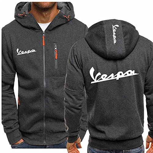 Dünne Hoodies-Jacke für Herren – Servizio Vespa-Print Langarm-Sweatshirts Pullover Frühling Sommer Full Zip Coats Sports Hooded Tops(Color:A2,Size:5XL) von QWEIAS
