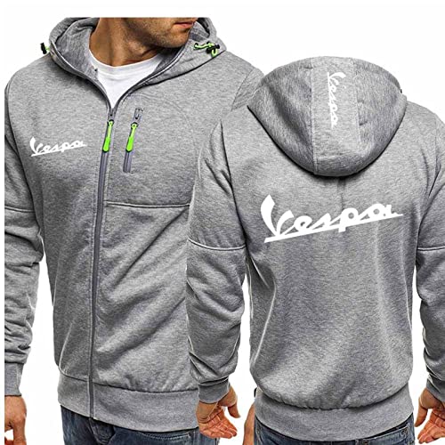 Dünne Hoodies-Jacke für Herren – Servizio Vespa-Print Langarm-Sweatshirts Pullover Frühling Sommer Full Zip Coats Sports Hooded Tops(Color:A3,Size:XL) von QWEIAS