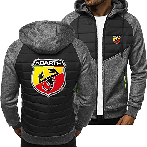 Herren-Hoodie-Fleece-Strickjacke für ABARTH Print Splicing Hooded Spring Lässiges Sweatshirt Durchgehender Reißverschluss Sandwich-Baumwollmäntel Jacken(Color:A1,Size:L) von QWEIAS