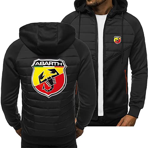 Herren-Hoodie-Fleece-Strickjacke für ABARTH Print Splicing Hooded Spring Lässiges Sweatshirt Durchgehender Reißverschluss Sandwich-Baumwollmäntel Jacken(Color:A2,Size:Large) von QWEIAS