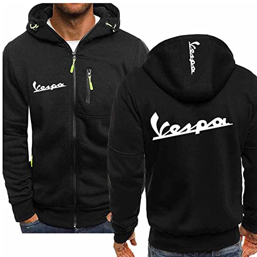 QWEIAS Dünne Hoodies-Jacke für Herren – Servizio Vespa-Print Langarm-Sweatshirts Pullover Frühling Sommer Full Zip Coats Sports Hooded Tops(Color:A1,Size:2XL) von QWEIAS