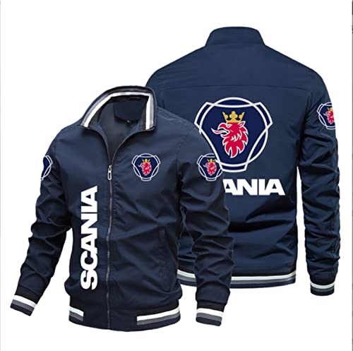 QWEIAS Unisex Frühling dünne Jacke – SCANIA Motorrad winddichte Oberbekleidung Mantel mit durchgehendem Reißverschluss – Jugendgeschenk(Color:Blue,Size:3XL) von QWEIAS