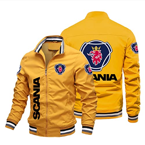 QWEIAS Unisex Frühling dünne Jacke – SCANIA Motorrad winddichte Oberbekleidung Mantel mit durchgehendem Reißverschluss – Jugendgeschenk(Color:Yellow,Size:4XL) von QWEIAS