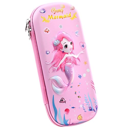 QWEPU Meerjungfrau Federtasche, Federtasche Mädchen Meerjungfrau, 3D Federmäppchen Reißverschluss,Stiftetasche Schulbedarf Bürobedarf,23 * 10 * 5cm (Rosa) von QWEPU