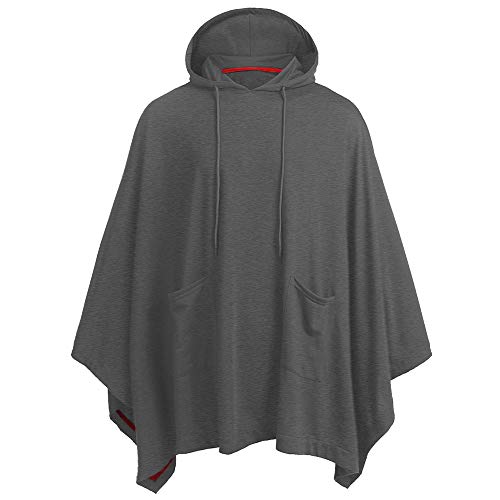 QWERD Hoodie Herren Unregelmäßig Kapuzenponcho Casual Cape mit Kapuze Poncho für Männer Mens Schwarz Grau Lose Fledermaus Ärmel Mit Kapuze Poncho Cape Hipster Oversize Mantel Jacke Herbst Winter von QWERD