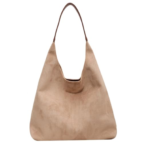 QWERTYUI Damen Retro Umhangetasche Große Kapazität Weich Handtasche Tote Bag Mode Freizeit Vielseitig Schultertasche Shopper Tasche Reise Arbeit Einkaufen Hobo Bag,Beige,36 * 13 * 31cm von QWERTYUI