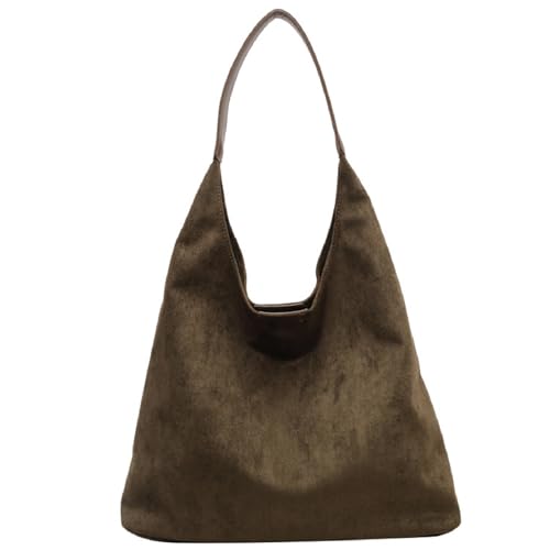 QWERTYUI Damen Retro Umhangetasche Große Kapazität Weich Handtasche Tote Bag Mode Freizeit Vielseitig Schultertasche Shopper Tasche Reise Arbeit Einkaufen Hobo Bag,Grün,36 * 13 * 31cm von QWERTYUI