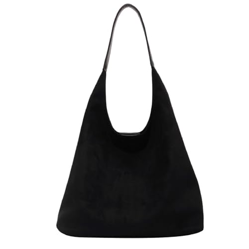 QWERTYUI Damen Retro Umhangetasche Große Kapazität Weich Handtasche Tote Bag Mode Freizeit Vielseitig Schultertasche Shopper Tasche Reise Arbeit Einkaufen Hobo Bag,Schwarz,36 * 13 * 31cm von QWERTYUI