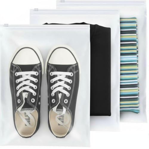 Zip Beutel Wiederver wendbar Reiseschuhtasche Wasserfeste Schmutzabweisender Schuhbeutel Reise Urlaub Shoebag Tasche für den täglichen Gebrauch auf Reisen Kleidung Unterwäsche Handtuch Schuhe(30×40CM) von QWFHOME