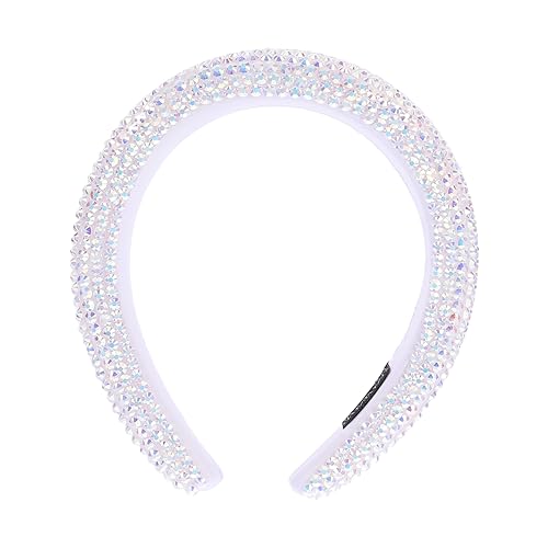 Damen-Kopfbedeckung mit Strasssteinen, Haarspange, Stirnband, 1 Stück, Stirnband mit breiter Krempe und Strasssteinen(White) von QWFVHJ