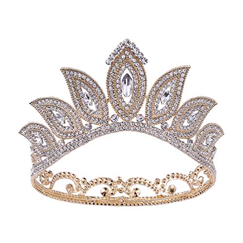 Damen-Kopfbedeckung mit Strasssteinen, Haarspange, Stirnband, Barock-Krone, Strass-Tiara, Kopfbedeckung aus Metalllegierung(White) von QWFVHJ