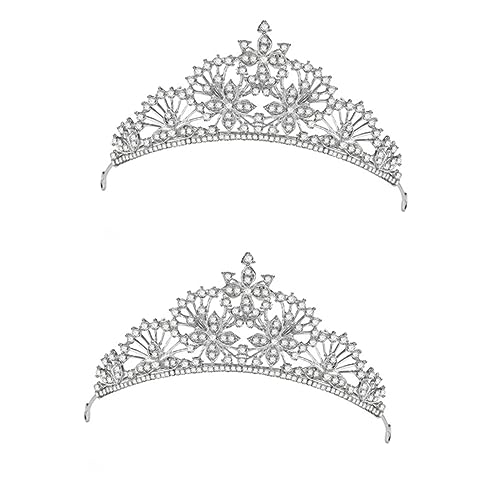 Kopfbedeckung mit Strasssteinen for Damen, Haarspange, Stirnband, 2 Stück, Kristall-Kopfbedeckung, Brautkrone, Verlobung von QWFVHJ
