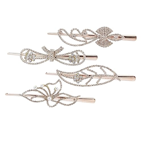Kopfbedeckung mit Strasssteinen for Damen, Haarspange, Stirnband, 4 Stück, Haarspange mit Strasssteinen, Party-Kopfbedeckung, Legierung von QWFVHJ