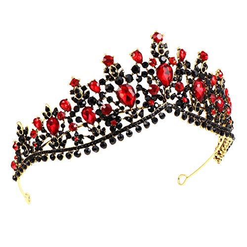 Kopfbedeckung mit Strasssteinen for Frauen, Haarspange, Stirnband, Tiara mit Strasssteinen for die Hochzeit, Krone, Kopfbedeckung for die Hochzeit, Tiara(Red) von QWFVHJ
