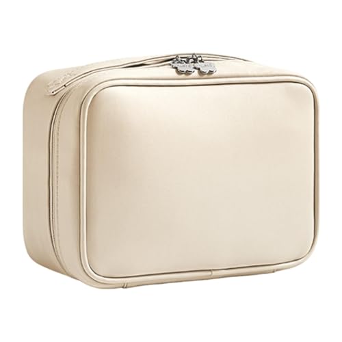 Reise-Kulturtasche, Kulturbeutel, Kosmetiktasche – Make-up-Taschen aus PU-Leder for Damen, Make-up-Organizer, Kulturbeutel, tragbarer Kosmetik-Organizer for Damen(Apricot) von QWFVHJ