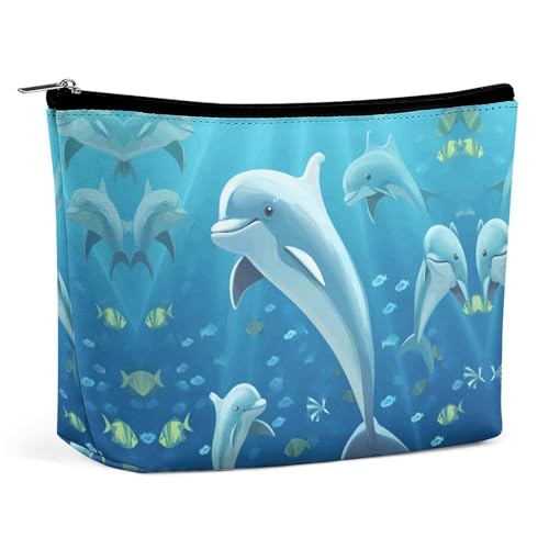 QWHJK Reise-Kosmetiktasche, Delfin-Druck, Hand-Kosmetiktasche, einfache Kosmetiktasche, Kosmetiktasche für Geldbörse, Delfin, Einheitsgröße, Delfin, Einheitsgröße von QWHJK