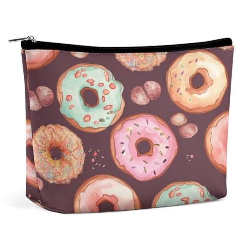 QWHJK Reise-Kosmetiktasche, hübscher Donut-Druck, Hand-Kosmetiktasche, einfache Kosmetiktasche, Kosmetiktasche für Geldbörse, hübsche Donuts, Einheitsgröße, Hübsche Donuts, Einheitsgröße von QWHJK