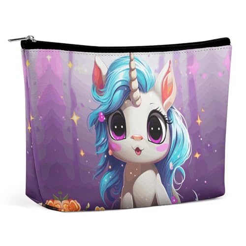 QWHJK Reise-Kosmetiktasche, niedlicher Einhorn-Druck, Hand-Kosmetiktasche, einfache Kosmetiktasche, Kosmetiktasche für Geldbörse, niedliche Einhörner, Einheitsgröße, Niedliche Einhörner, Einheitsgröße von QWHJK