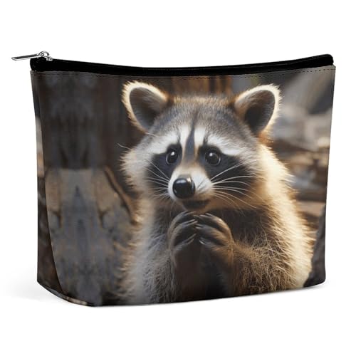 QWHJK Reise-Kosmetiktasche, niedlicher Waschbär-Druck, Hand-Kosmetiktasche, einfache Kosmetiktasche, Kosmetiktasche für Geldbörse, niedlicher Waschbär, Einheitsgröße, Süßer Waschbär, Einheitsgröße von QWHJK