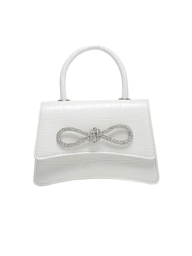 QWINEE Abendtasche mit Schleife für Damen, glitzernde Clutch, Hochzeit, Party, Geldbörse, Glitzer, Strass, Cocktail, Abschlussball, Handtasche, Weiss/opulenter Garten, Einheitsgröße von QWINEE