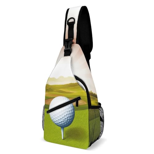 Brusttasche, Golf-Sporttasche für Herren, Crossbody-Tasche, Bauchtasche für Damen, Sling-Rucksack für Reisen, weiß, 20,3 x 10,2 x 38,1 cm, weiß, 8x4x15 Inches von QWJKM