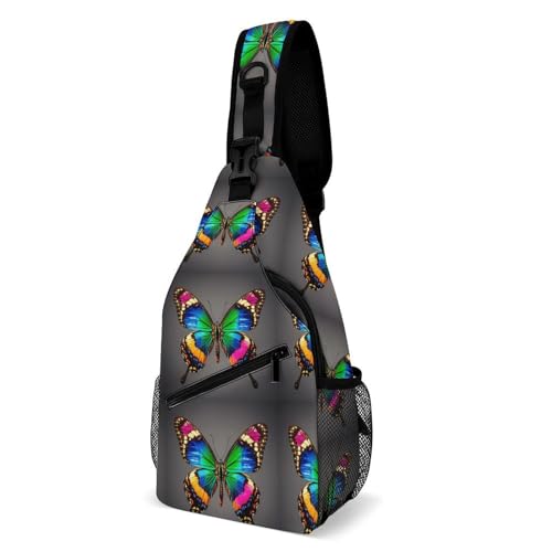 Brusttasche, bunt, großer Schmetterling, Umhängetasche, Bauchtasche für Damen, Schulterrucksack für Reisen, weiß, 20,3 x 10,2 x 38,1 cm, weiß, 8x4x15 Inches Brusttasche, bunt, großer Schmetterling, Umhängetasche, Bauchtasche für Damen, Schulterrucksack für Reisen, weiß, 20,3 x 10,2 x 38,1 cm, weiß, 8x4x15 Inches von QWJKM