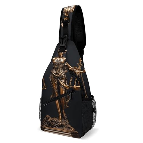 Brusttasche, hohe Bronze-Statuen-Schultertasche für Herren, Crossbody-Tasche, Bauchtaschen für Damen, Sling-Rucksack für Reisen, weiß, 20,3 x 10,2 x 38,1 cm, weiß, 8x4x15 Inches von QWJKM