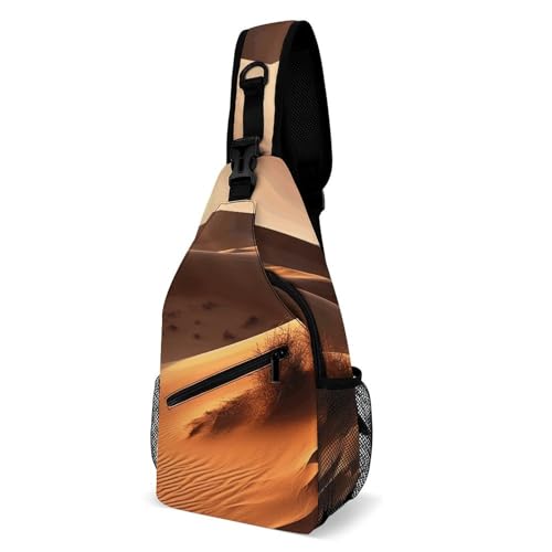 Brusttasche Wüstenlandschaft Schultertasche für Herren, Crossbody-Tasche, Bauchtaschen für Damen, Sling-Rucksack für Reisen, weiß, 20,3 x 10,2 x 38,1 cm, weiß, 8x4x15 Inches von QWJKM