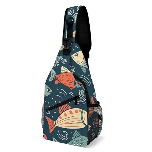 Brusttasche im Animations-Stil, Fisch-Schultertasche für Herren, Umhängetasche, Bauchtaschen für Damen, Schulterrucksack für Reisen, weiß, 20,3 x 10,2 x 38,1 cm, weiß, 8x4x15 Inches Brusttasche im Animations-Stil, Fisch-Schultertasche für Herren, Umhängetasche, Bauchtaschen für Damen, Schulterrucksack für Reisen, weiß, 20,3 x 10,2 x 38,1 cm, weiß, 8x4x15 Inches von QWJKM